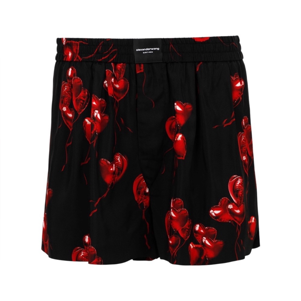 ALEXANDER WANG HEART PRINT SHORTS BLACK AND RED